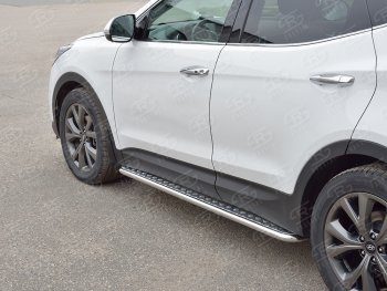 22 999 р. Широкая защита порогов с трубой диаметром 42 мм PREMIUM SLITKOFF v2 Hyundai Santa Fe DM рестайлинг (2015-2019)  с доставкой в г. Воронеж. Увеличить фотографию 2