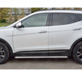 23 599 р. Защита порогов из круглой трубы диаметром 63 мм PREMIUM SLITKOFF v2 Hyundai Santa Fe DM рестайлинг (2015-2019)  с доставкой в г. Воронеж. Увеличить фотографию 1