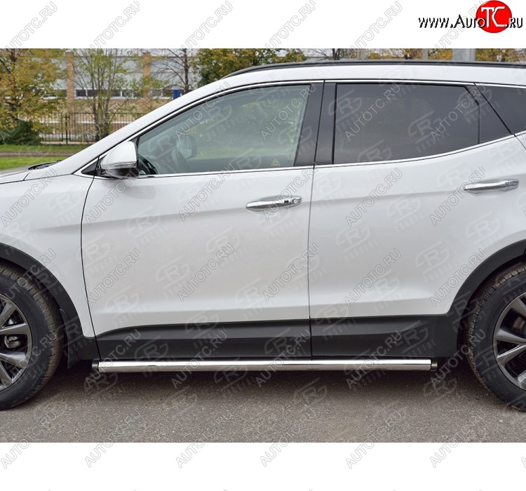 23 599 р. Защита порогов из круглой трубы диаметром 63 мм PREMIUM SLITKOFF v2  Hyundai Santa Fe  DM (2015-2019) рестайлинг  с доставкой в г. Воронеж