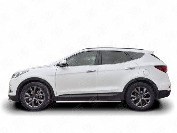 17 299 р. Защита порогов из круглой трубы d42 мм PREMIUM SLITKOFF v3 Hyundai Santa Fe DM рестайлинг (2015-2019)  с доставкой в г. Воронеж. Увеличить фотографию 1