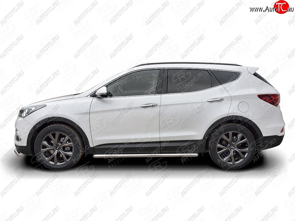25 549 р. Защита порогов из круглой трубы диаметром 63 мм PREMIUM SLITKOFF v3  Hyundai Santa Fe  DM (2015-2019) рестайлинг  с доставкой в г. Воронеж