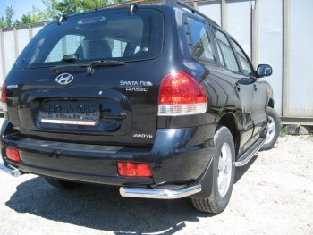 4 999 р. Защита заднего бампера из уголков d57 Slitkoff Hyundai Santa Fe SM (2000-2012) (Цвет: серебристый)  с доставкой в г. Воронеж. Увеличить фотографию 1