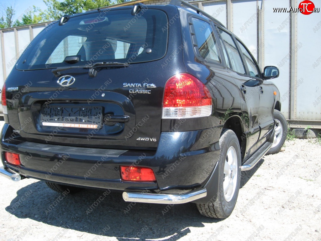 4 999 р. Защита заднего бампера из уголков d57 Slitkoff Hyundai Santa Fe SM (2000-2012) (Цвет: серебристый)  с доставкой в г. Воронеж