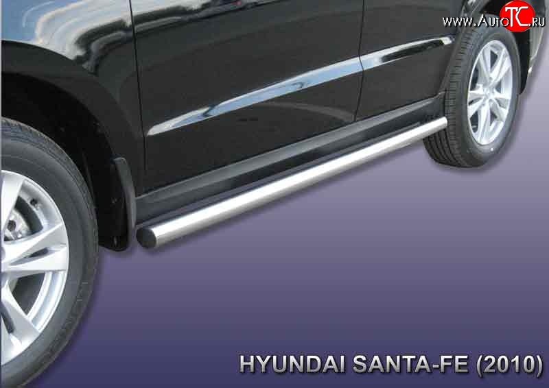14 499 р. Защита порогов из круглой трубы диаметром 57 мм Slitkoff  Hyundai Santa Fe  CM (2009-2012) рестайлинг (Нержавейка, Полированная)  с доставкой в г. Воронеж