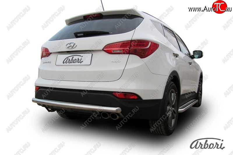 13 769 р. Защита заднего бампера Arbori (нержавейка, 1 труба d57 mm).  Hyundai Santa Fe  DM (2012-2016) дорестайлинг  с доставкой в г. Воронеж