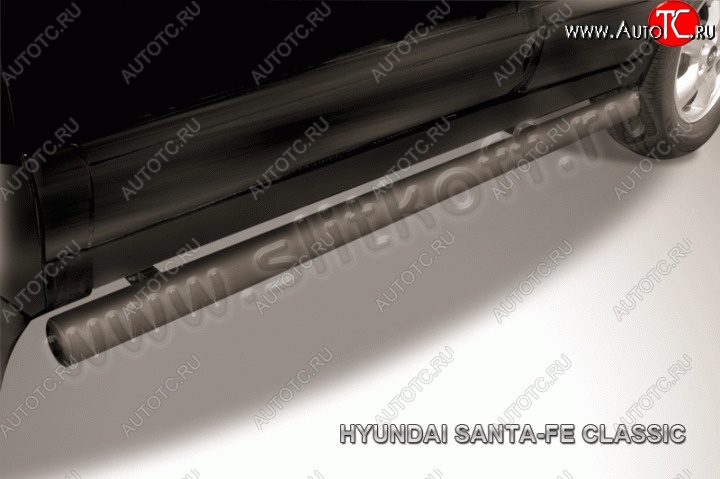 10 599 р. Защита порогов из трубы d76 Slitkoff  Hyundai Santa Fe  SM (2000-2012) (Цвет: серебристый)  с доставкой в г. Воронеж