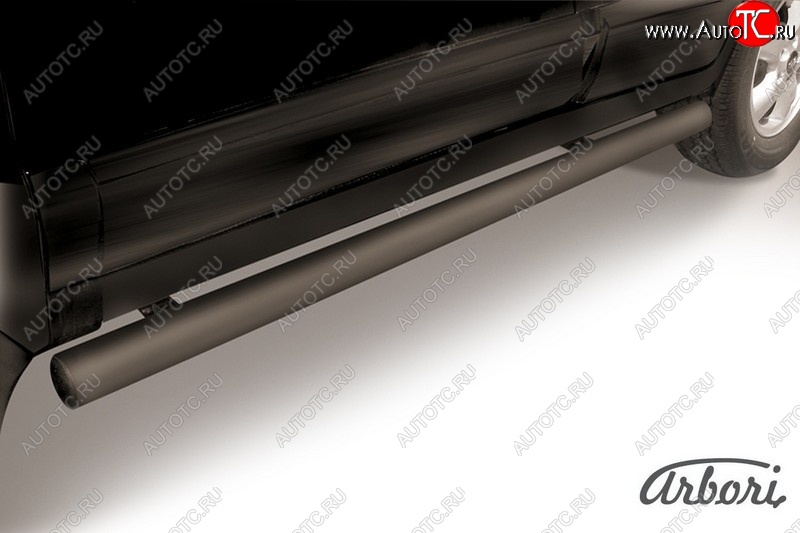 6 569 р. Защита штатных порогов Arbori (черная, d76 mm). Hyundai Santa Fe SM (2000-2012)  с доставкой в г. Воронеж