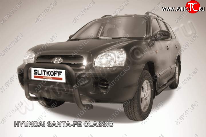 16 899 р. Кенгурятник d57 Slitkoff (низкий)  Hyundai Santa Fe  SM (2000-2012) (Цвет: серебристый)  с доставкой в г. Воронеж