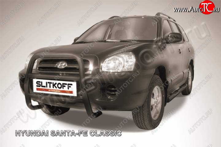 18 449 р. Кенгурятник d57 Slitkoff (высокий) Hyundai Santa Fe SM (2000-2012) (Цвет: серебристый)  с доставкой в г. Воронеж