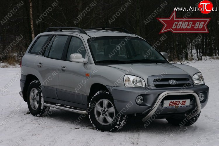 17 684 р. Защита переднего бампера Souz-96 (d76) Hyundai Santa Fe SM (2000-2012)  с доставкой в г. Воронеж