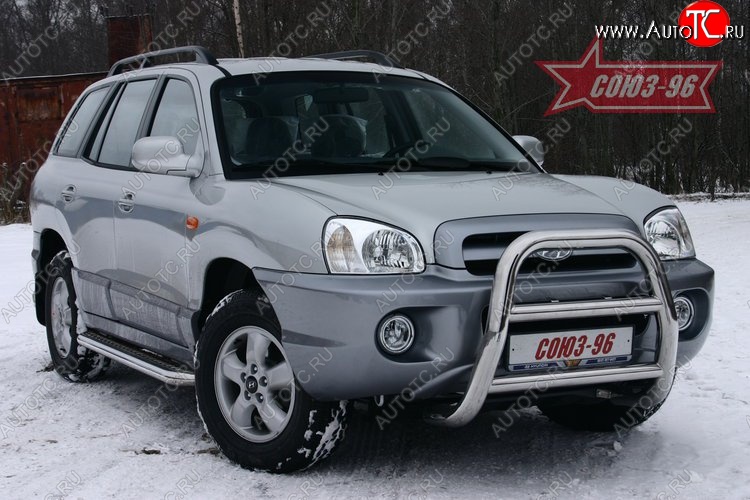 17 369 р. Защита переднего бампера Souz-96 (d76) Hyundai Santa Fe SM (2000-2012)  с доставкой в г. Воронеж