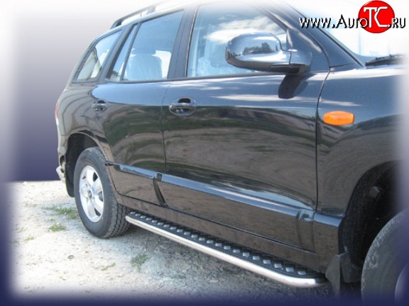 16 999 р. Широкая защита порогов с трубой диаметром 42 мм Slitkoff Hyundai Santa Fe SM (2000-2012)  с доставкой в г. Воронеж
