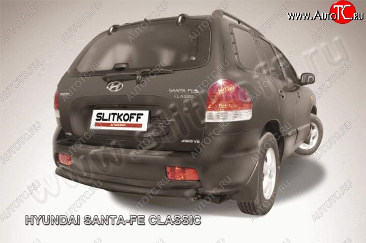 4 549 р. Защита заднего бампера из трубы d57 Slitkoff (дуга) Hyundai Santa Fe SM (2000-2012) (Цвет: серебристый)  с доставкой в г. Воронеж