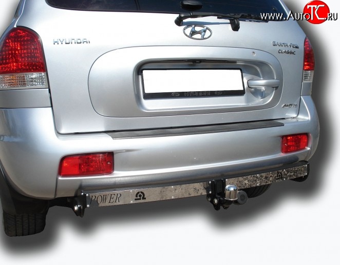 8 099 р. Фаркоп Лидер Плюс (с нержавеющей пластиной) Hyundai Santa Fe SM (2000-2012) (Без электропакета)  с доставкой в г. Воронеж