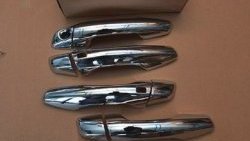 2 999 р. Накладки на внешние ручки дверей СТ Hyundai Santa Fe DM дорестайлинг (2012-2016) (Неокрашенные)  с доставкой в г. Воронеж. Увеличить фотографию 2
