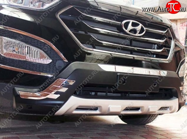 15 499 р. Накладка на передний бампер CT v1 Hyundai Santa Fe DM дорестайлинг (2012-2016) (Неокрашенная)  с доставкой в г. Воронеж