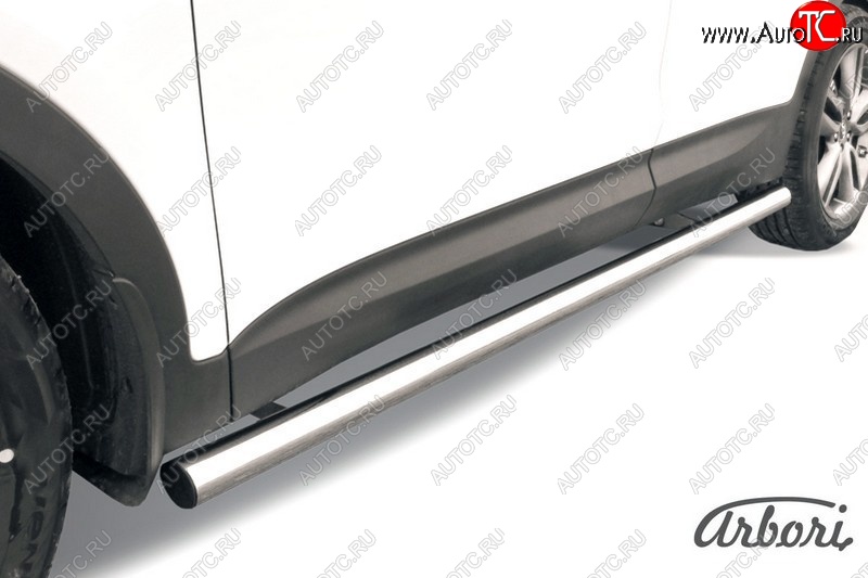 15 839 р. Защита штатных порогов Arbori (нержавейка, d57 mm). Hyundai Santa Fe DM дорестайлинг (2012-2016)  с доставкой в г. Воронеж