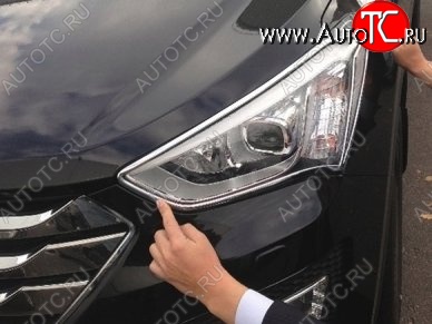 4 199 р. Накладки на фары СТ v2 Hyundai Santa Fe DM дорестайлинг (2012-2016) (Неокрашенные)  с доставкой в г. Воронеж