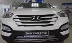 Сетка на бампер Russtal (хром) Hyundai Santa Fe DM дорестайлинг (2012-2016)