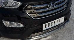 17 999 р. Защита переднего бампера (2 трубыØ63 и 42 мм, нержавейка) SLITKOFF  Hyundai Santa Fe  DM (2012-2016) дорестайлинг  с доставкой в г. Воронеж. Увеличить фотографию 2