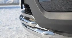 17 999 р. Защита переднего бампера (2 трубыØ63 и 42 мм, нержавейка) SLITKOFF  Hyundai Santa Fe  DM (2012-2016) дорестайлинг  с доставкой в г. Воронеж. Увеличить фотографию 3