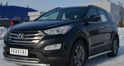 17 999 р. Защита переднего бампера (2 трубыØ63 и 42 мм, нержавейка) SLITKOFF  Hyundai Santa Fe  DM (2012-2016) дорестайлинг  с доставкой в г. Воронеж. Увеличить фотографию 4