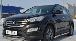 18 699 р. Защита переднего бампера (2 трубыØ63 мм, нержавейка) SLITKOFF  Hyundai Santa Fe  DM (2012-2016) дорестайлинг  с доставкой в г. Воронеж. Увеличить фотографию 4