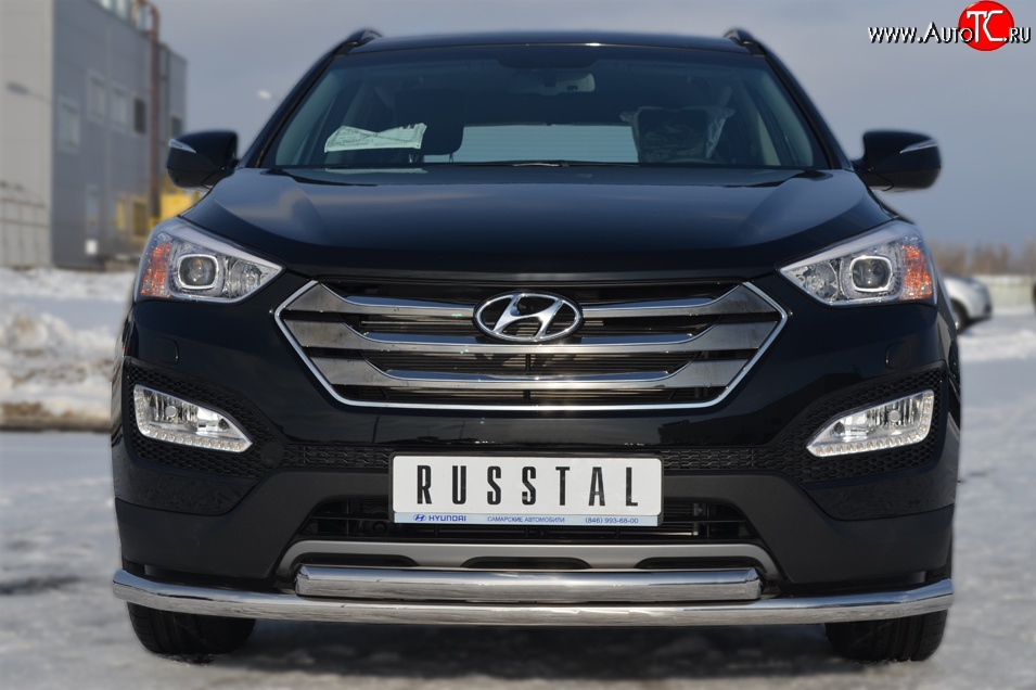 18 699 р. Защита переднего бампера (2 трубыØ63 мм, нержавейка) SLITKOFF  Hyundai Santa Fe  DM (2012-2016) дорестайлинг  с доставкой в г. Воронеж