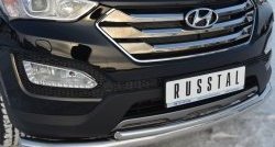 17 999 р. Защита переднего бампера (2 трубыØ76 и 42 мм, нержавейка) SLITKOFF  Hyundai Santa Fe  DM (2012-2016) дорестайлинг  с доставкой в г. Воронеж. Увеличить фотографию 2