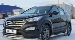 17 999 р. Защита переднего бампера (2 трубыØ76 и 42 мм, нержавейка) SLITKOFF  Hyundai Santa Fe  DM (2012-2016) дорестайлинг  с доставкой в г. Воронеж. Увеличить фотографию 4