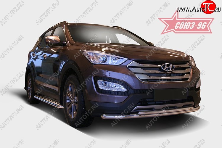 15 929 р. Защита переднего бампера двойная Souz-96 (d460/42)  Hyundai Santa Fe  DM (2012-2016) дорестайлинг  с доставкой в г. Воронеж