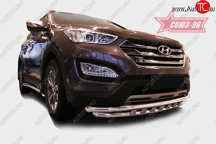 17 324 р. Защита переднего бампера двойная Souz-96 (d60/60)  Hyundai Santa Fe  DM (2012-2016) дорестайлинг  с доставкой в г. Воронеж