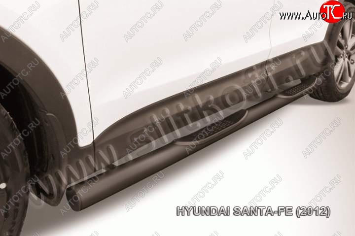 13 549 р. Защита порогов из трубы d76 Slitkoff (с проступью) Hyundai Santa Fe DM дорестайлинг (2012-2016) (Цвет: серебристый)  с доставкой в г. Воронеж