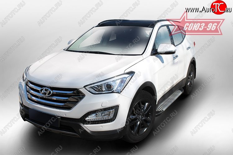 9 674 р. Пороги из алюминиевого профиля Souz-96 Hyundai Santa Fe DM дорестайлинг (2012-2016)  с доставкой в г. Воронеж