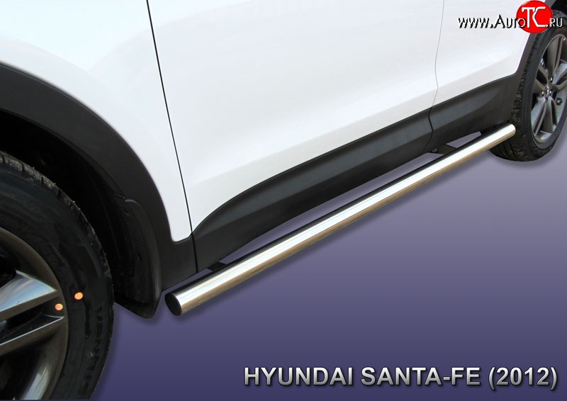 14 799 р. Защита порогов из круглой трубы диаметром 57 мм Slitkoff Hyundai Santa Fe DM дорестайлинг (2012-2016) (Нержавейка, Полированная)  с доставкой в г. Воронеж