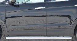 70 999 р. Защита порогов из круглой трубы диаметром 63 мм Russtal Hyundai Santa Fe DM дорестайлинг (2012-2016) (Защита порогов с со скосами на торцах (вариант 1))  с доставкой в г. Воронеж. Увеличить фотографию 2