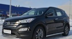 70 999 р. Защита порогов из круглой трубы диаметром 63 мм Russtal Hyundai Santa Fe DM дорестайлинг (2012-2016) (Защита порогов с со скосами на торцах (вариант 1))  с доставкой в г. Воронеж. Увеличить фотографию 9