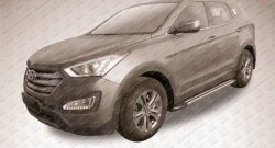 11 299 р. Алюминиевые пороги Slitkoff Luxe Black Hyundai Santa Fe DM дорестайлинг (2012-2016)  с доставкой в г. Воронеж. Увеличить фотографию 2