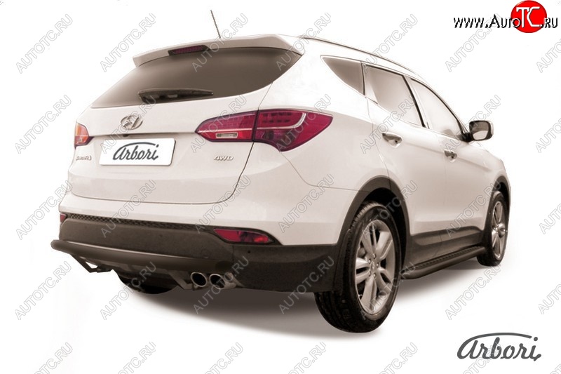 7 199 р. Защита заднего бампера Arbori (черная, 1 труба d57 mm).  Hyundai Santa Fe  DM (2012-2016) дорестайлинг  с доставкой в г. Воронеж