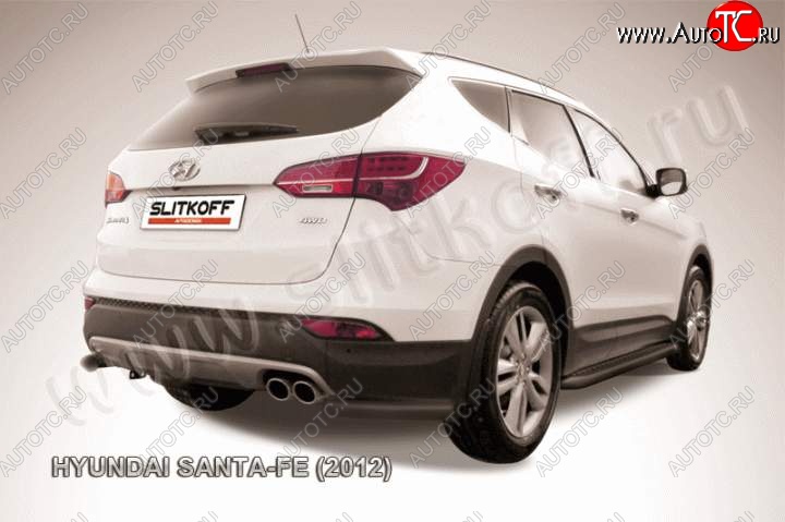 8 599 р. Защита заднего бампера из уголков d57 Slitkoff  Hyundai Santa Fe  DM (2012-2016) дорестайлинг (Цвет: серебристый)  с доставкой в г. Воронеж