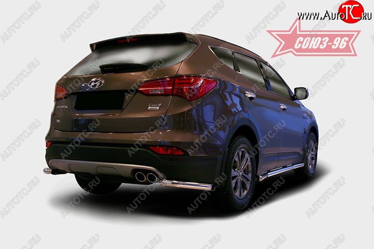 9 539 р. Защита заднего бампера из боковых уголков Souz-96 (d60)  Hyundai Santa Fe  DM (2012-2016) дорестайлинг  с доставкой в г. Воронеж