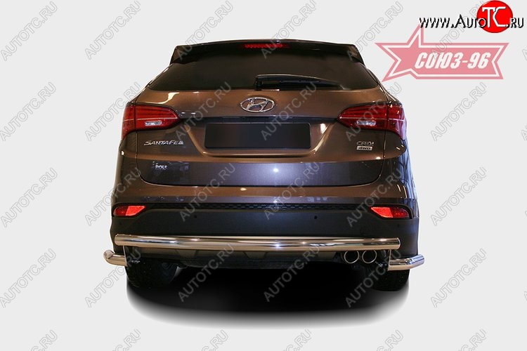 10 169 р. Защита заднего бампера Souz-96 (d60)  Hyundai Santa Fe  DM (2012-2016) дорестайлинг  с доставкой в г. Воронеж