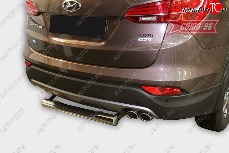 1 249 р. Защита заднего бампера с проступью Souz-96 (d76)  Hyundai Santa Fe  DM (2012-2016) дорестайлинг  с доставкой в г. Воронеж