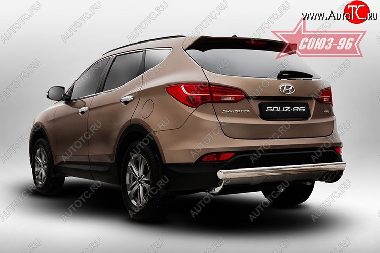 12 419 р. Овальная защита заднего бампера диаметром 75х42 мм Souz-96  Hyundai Santa Fe  DM (2012-2016) дорестайлинг  с доставкой в г. Воронеж