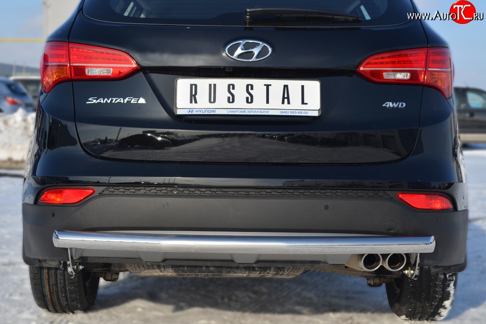 15 949 р. Одинарная защита заднего бампера из трубы диаметром 63 мм SLITKOFF  Hyundai Santa Fe  DM (2012-2016) дорестайлинг  с доставкой в г. Воронеж