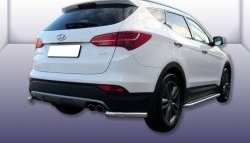 Защита заднего бампера из двух боковых уголков диаметром 57 мм Slitkoff Hyundai Santa Fe DM дорестайлинг (2012-2016)