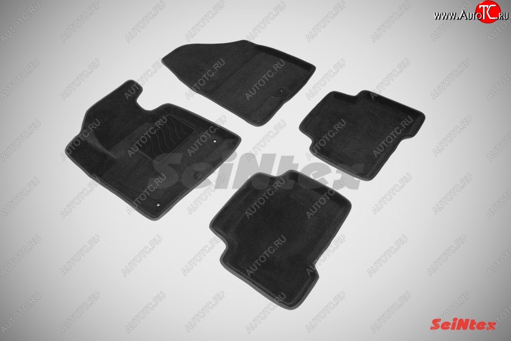 5 699 р. Износостойкие коврики в салон 3D HYUNDAI SANTA FE III черные (компл) Hyundai Santa Fe DM дорестайлинг (2012-2016)  с доставкой в г. Воронеж