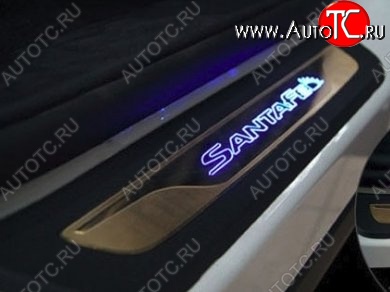 5 349 р. Накладки на порожки автомобиля СТ v2 Hyundai Santa Fe DM дорестайлинг (2012-2016)  с доставкой в г. Воронеж