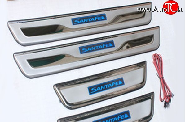 1 399 р. Накладки на порожки автомобиля M-VRS Hyundai Santa Fe CM рестайлинг (2009-2012)  с доставкой в г. Воронеж