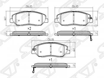 1 199 р. Колодки тормозные SAT (передние)  Hyundai Santa Fe  CM (2006-2012), KIA Sorento  XM (2009-2015)  с доставкой в г. Воронеж. Увеличить фотографию 1